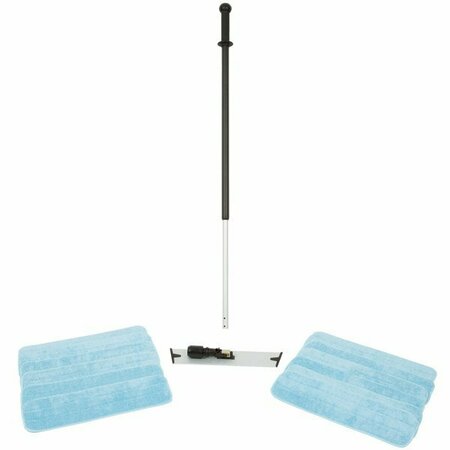 LAVEX 18'' Microfiber Wet / Dry Mop Kit with 12 Blue Pads 275MF18BLWKT